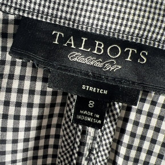 Talbots Women's Jacket Size 8 Black White Check Unlined Button Pockets Stretch - Picture 3 of 8